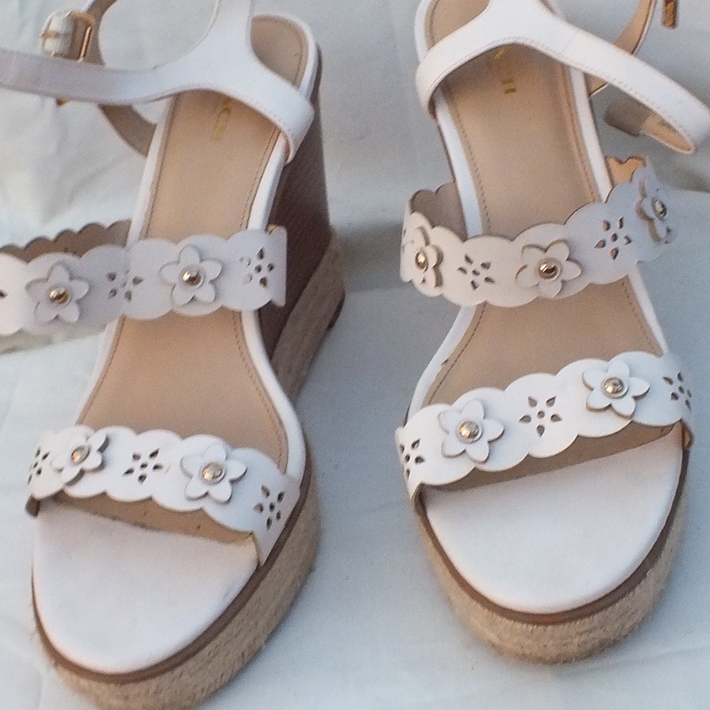Coach Platform Wedges | Size: 11 | White & Beige